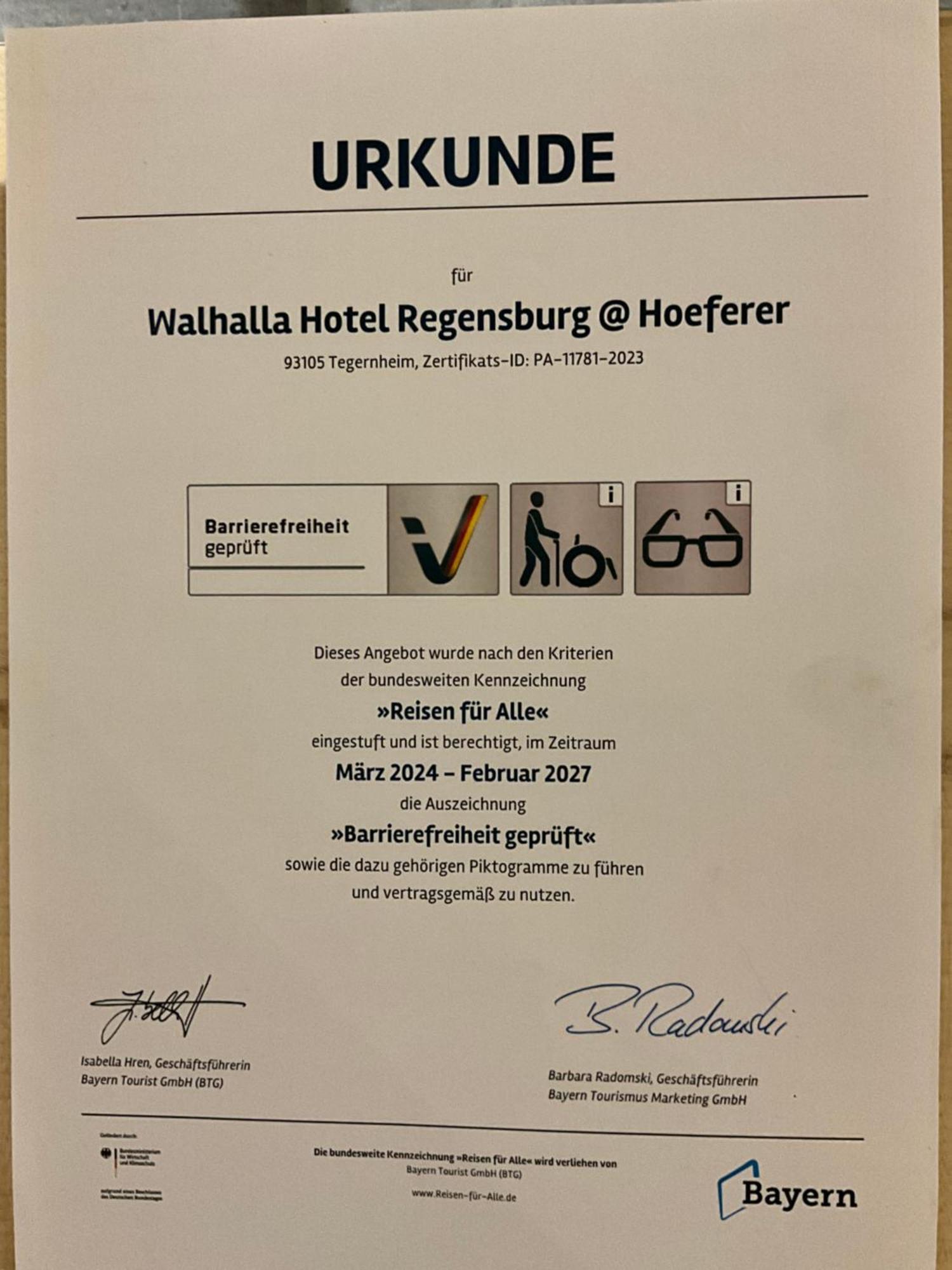 Walhalla Hotel Regensburg Hoeferer 4 Sterne Superior تيغيرنهايم المظهر الخارجي الصورة